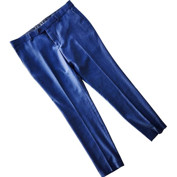 Savile Row Men's Navy Brixton Extra Slim Fit Formal Dress Pants Size 38W 34L - Picture 4 of 7